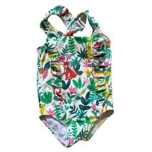 BabyBoden Swimsuit Kids White Excellent Jungle Animal Ruffle SIZE 3-6M